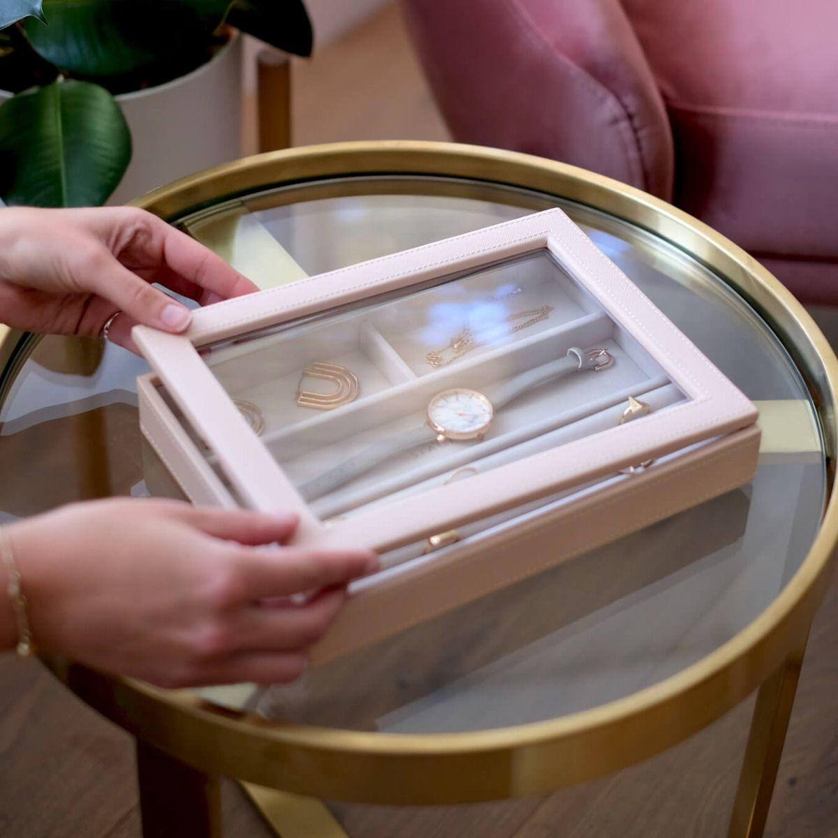 Stackers London Rings & Accessories Box with Glass Lid - Blush Pink