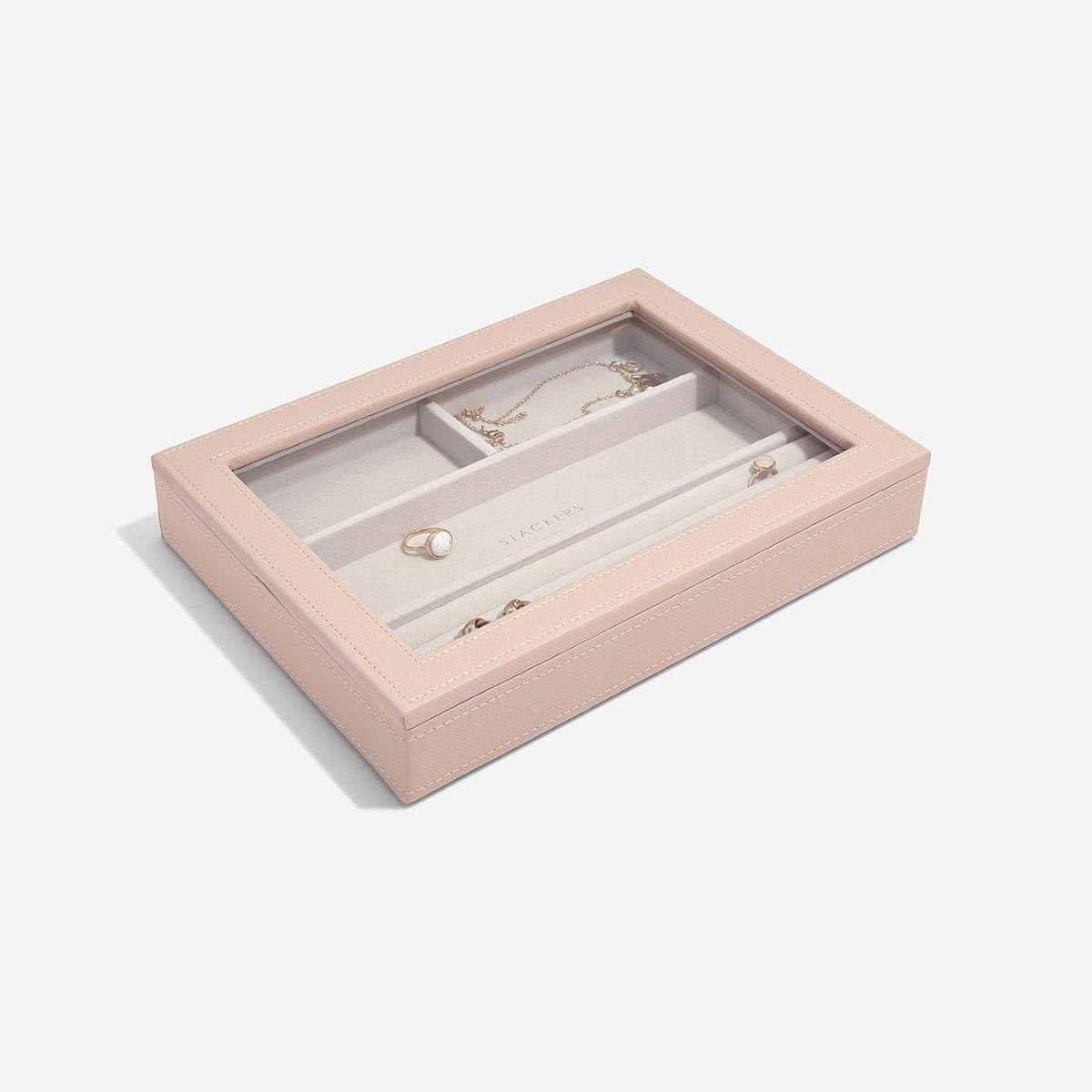 Stackers London Rings & Accessories Box with Glass Lid - Blush Pink