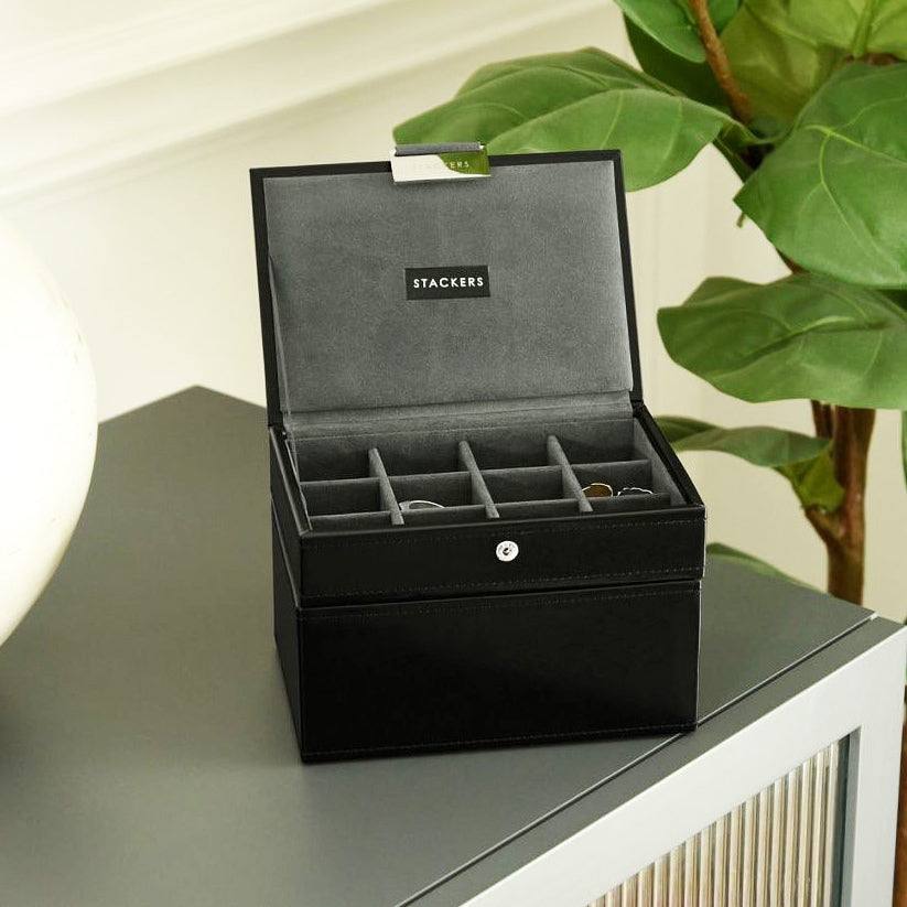 Stackers London Small Watch & Cufflinks Box Set - Black