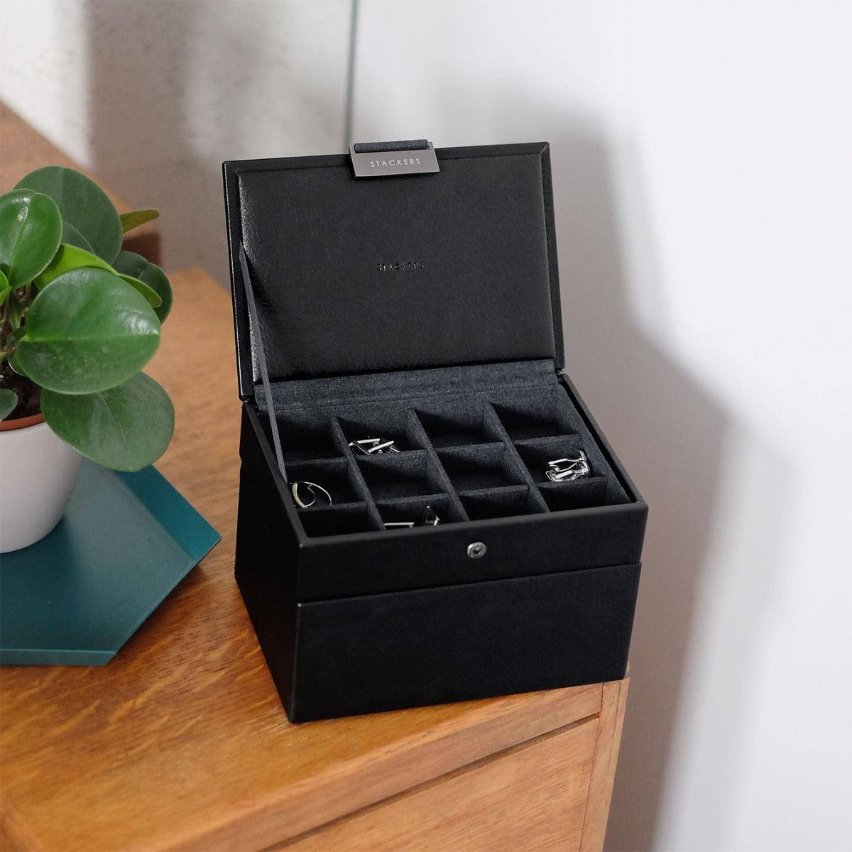 Stackers London Small Watch & Cufflinks Box Set - Black