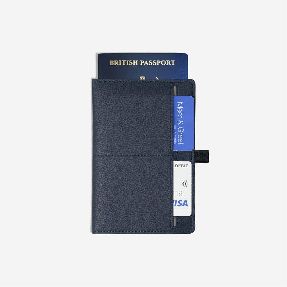 Stackers London Travel Passport Sleeve - Navy Blue