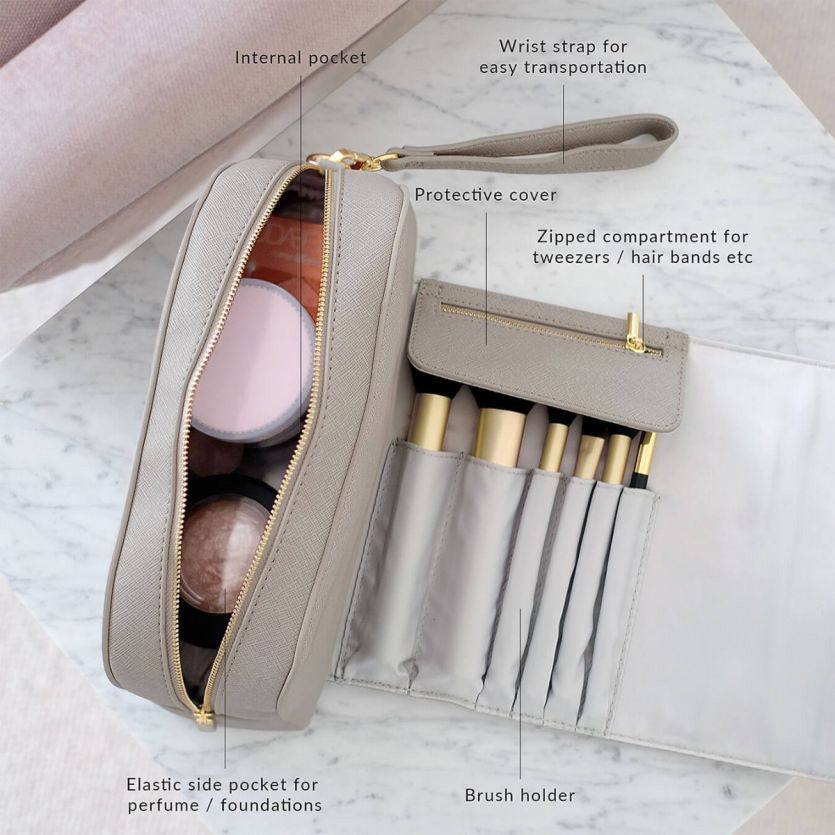 Stackers London Wrap Around Make-up Bag - Taupe