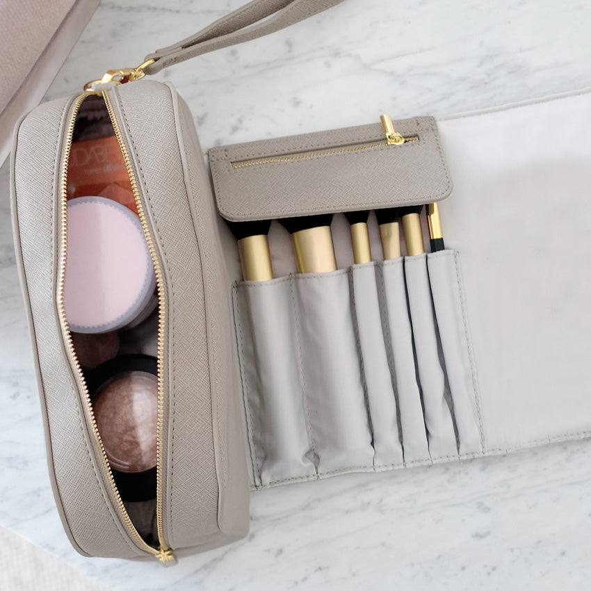 Stackers London Wrap Around Make-up Bag - Taupe