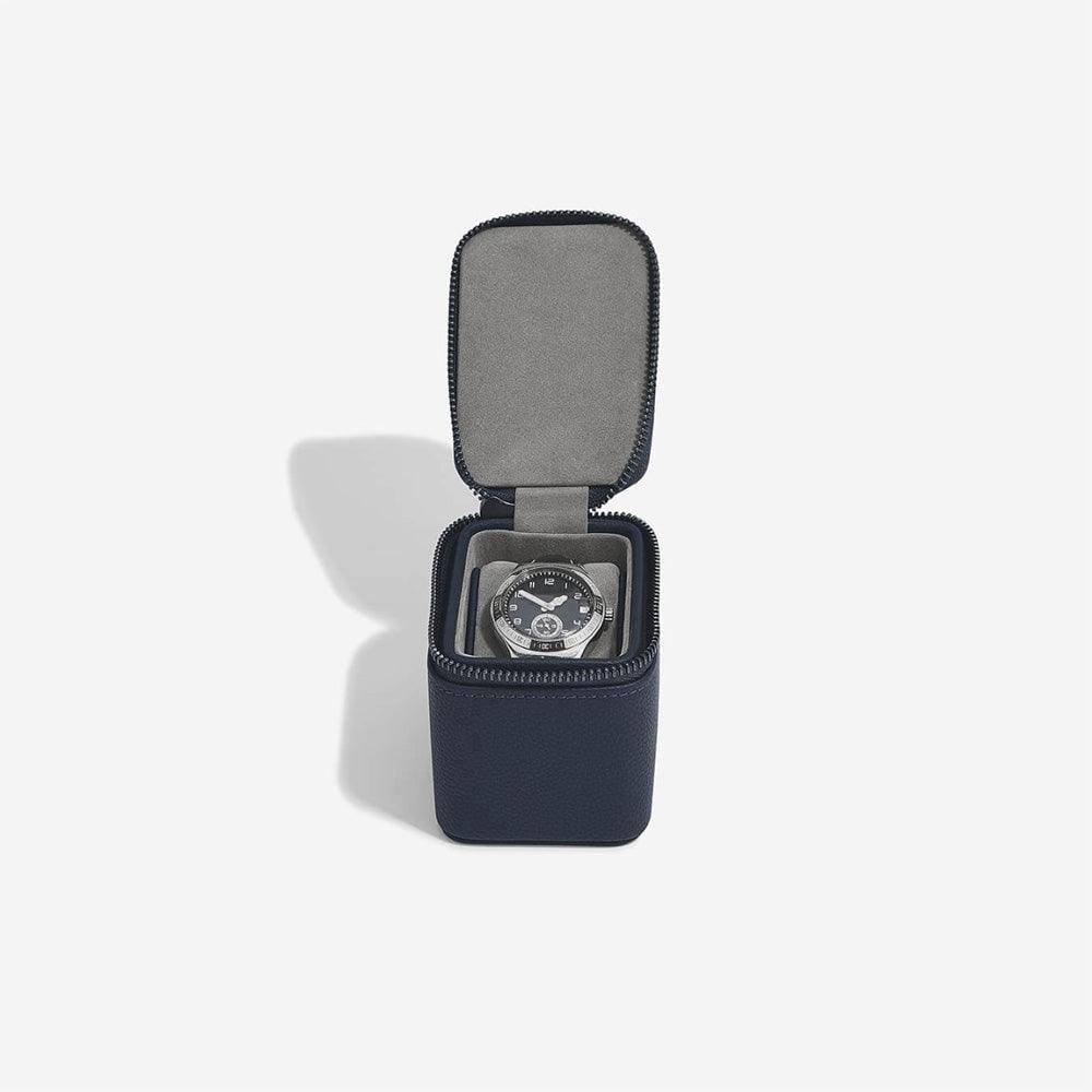 Stackers London Zipped Watch Case Single - Navy Blue