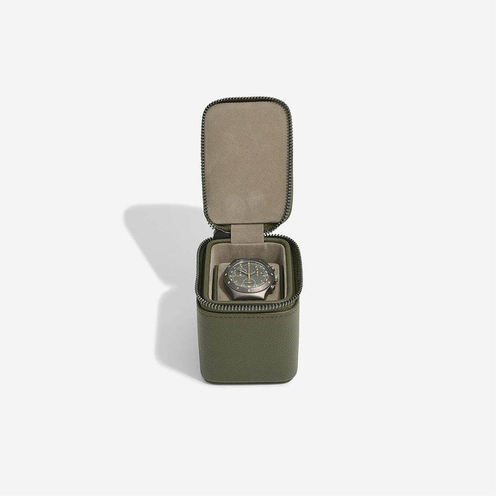 Stackers London Zipped Watch Case Single - Olive Green