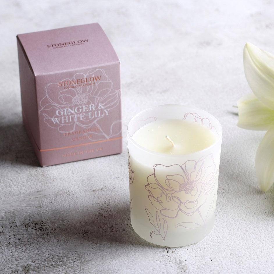 Stoneglow London Day Flower Candle - Ginger & White Lily