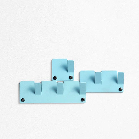 Tetris Wall Hooks, Set of 3 - Cyan Blue