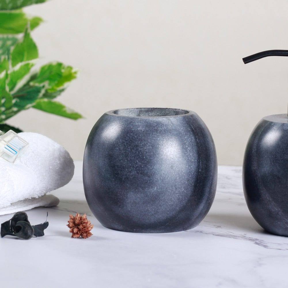 The Handicraft Street Orb Soap Dispenser & Tumbler Set - Black Marble