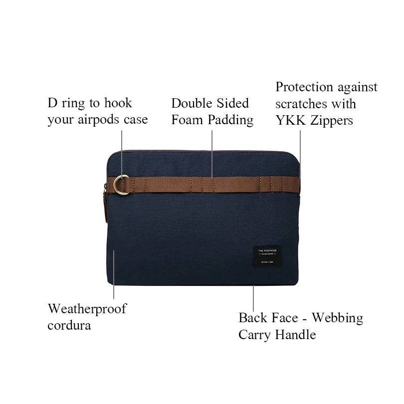 The Postbox Ace Laptop Sleeve - Oxford Blue 13 to 14 Inches