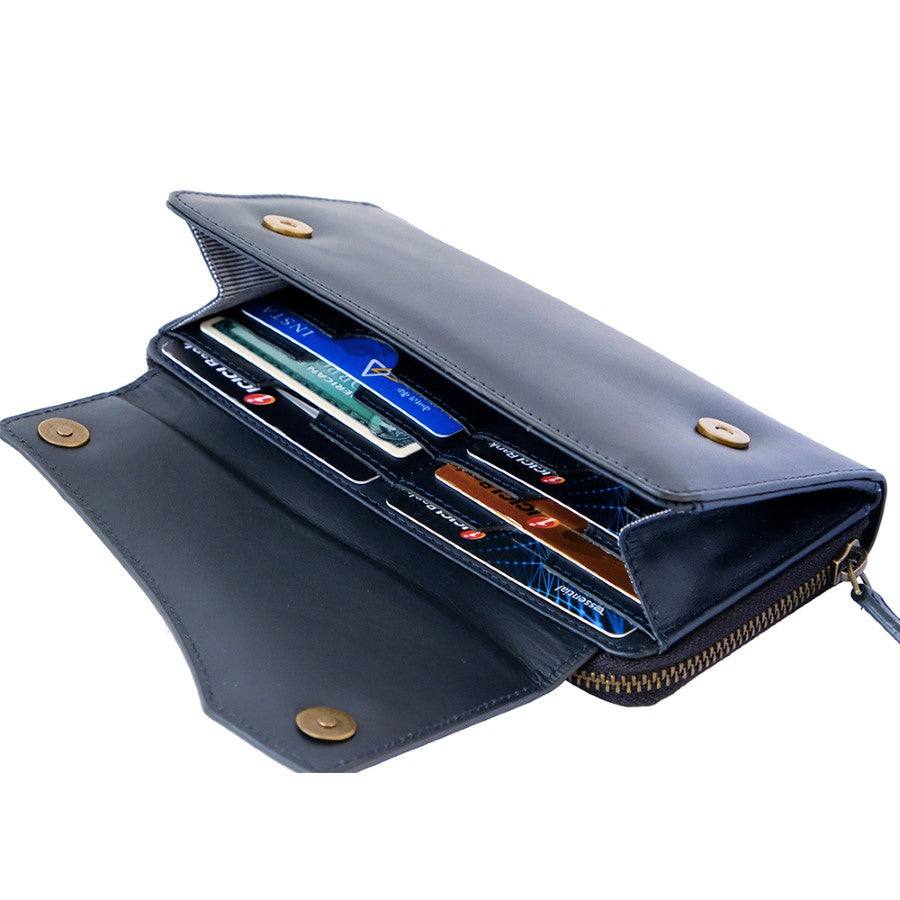 The Postbox Florentine Long Wallet - Deep Blue Sea