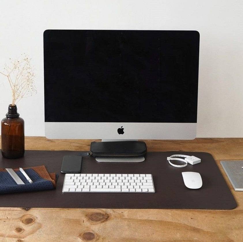 The Postbox Leather Desk Mat Medium - Dark Tan