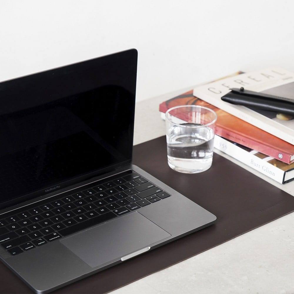 The Postbox Leather Desk Mat Medium - Dark Tan