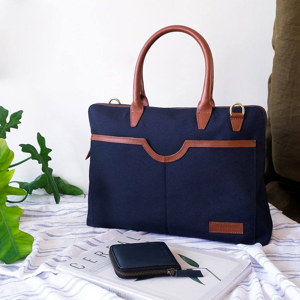 The Postbox Louise Laptop Bag - Oxford Blue