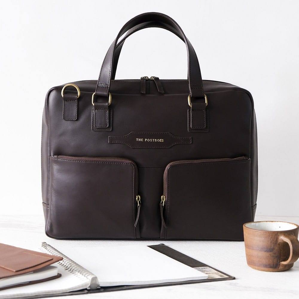 The Postbox Lyon Messenger Laptop Bag - Dark Tan