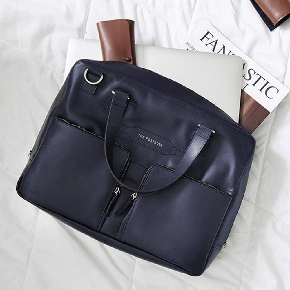 The Postbox Lyon Messenger Laptop Bag - Deep Blue Sea