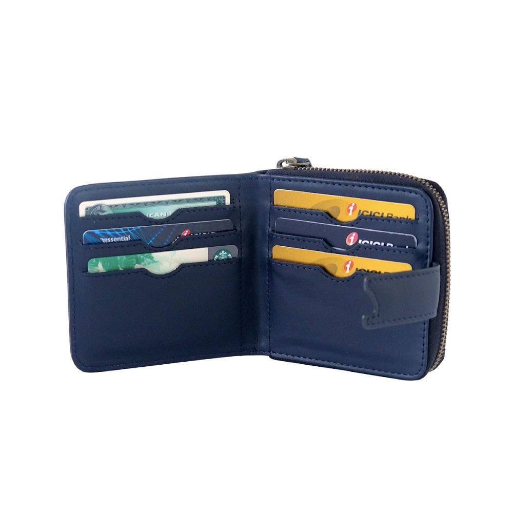 The Postbox Siena Bifold Zipper Wallet - Deep Blue Sea