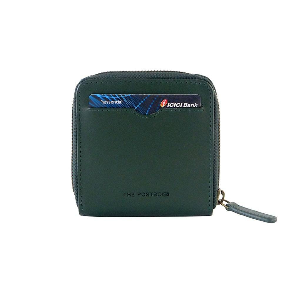 The Postbox Siena Bifold Zipper Wallet - Emerald Green