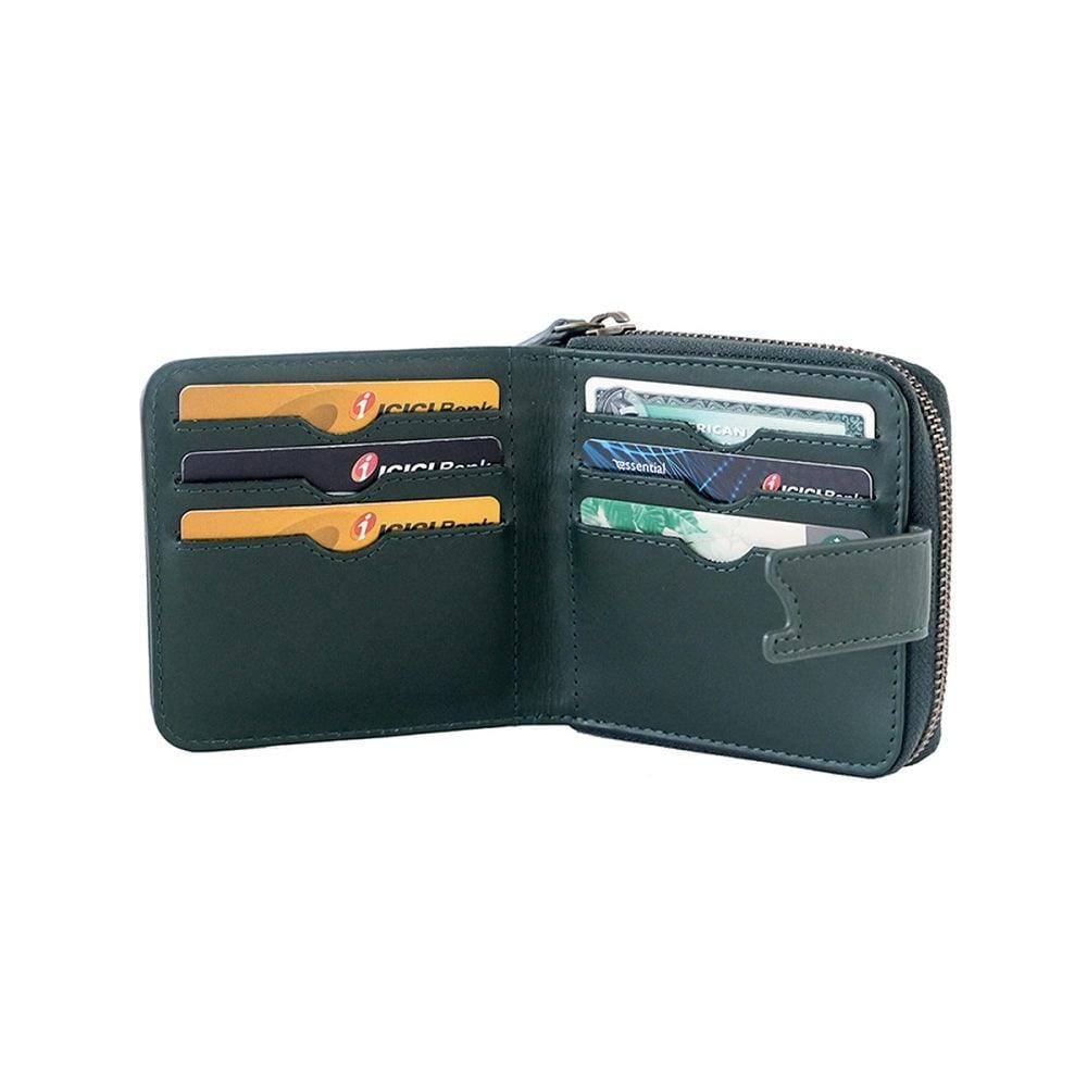 The Postbox Siena Bifold Zipper Wallet - Emerald Green