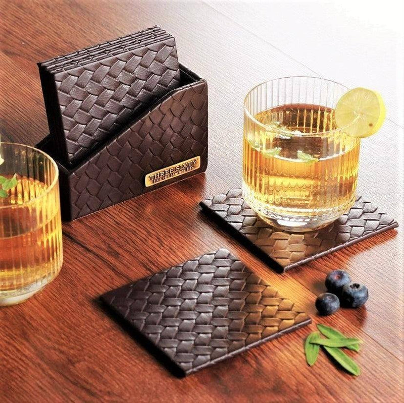 Three Sixty Entwine Coasters, Set of 6 - Brown