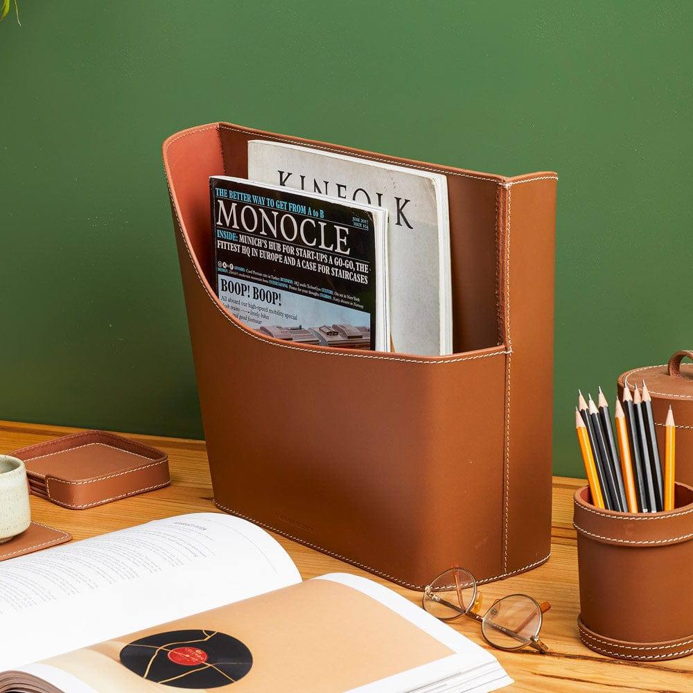 Three Sixty Modella Magazine Holder - Cognac