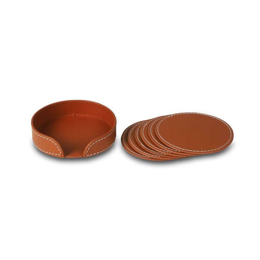 Three Sixty Modella Round Coasters, Set of 6 - Cognac