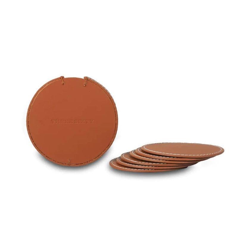 Three Sixty Modella Round Coasters, Set of 6 - Cognac