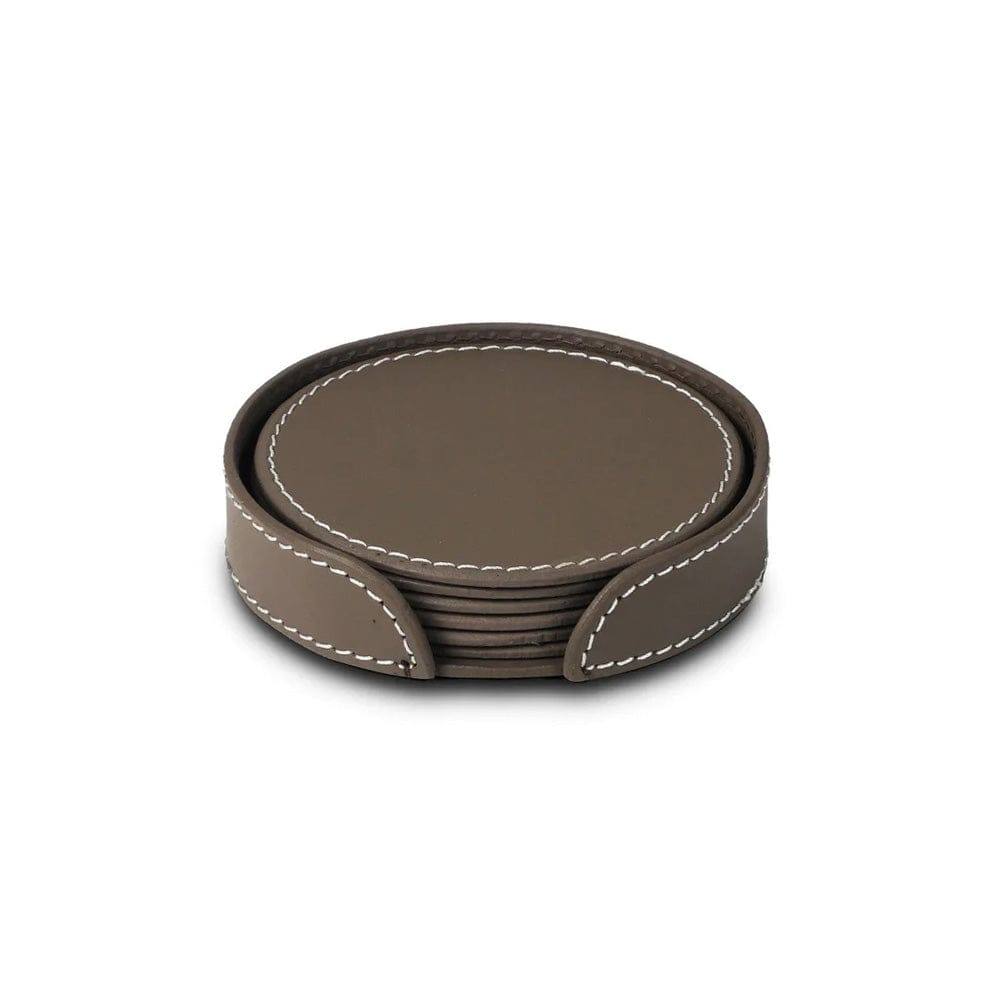 Three Sixty Modella Round Coasters, Set of 6 - Taupe