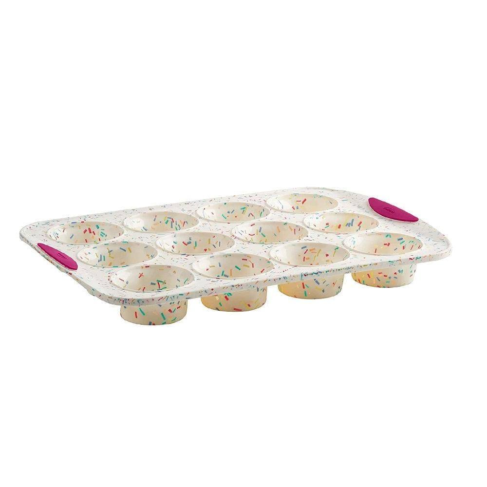 Trudeau Structure Silicone 12 Muffin Pan - White Confetti