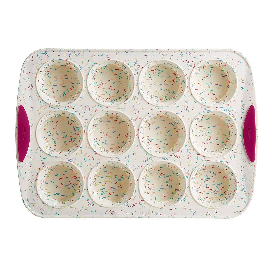 Trudeau Structure Silicone 12 Muffin Pan - White Confetti