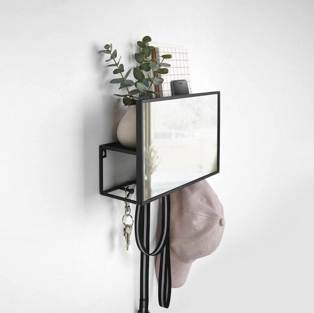 Umbra Cubiko Mirror and Organiser - Black