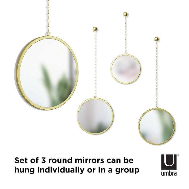 Umbra Dima Round Mirrors, Set of 3 - Brass