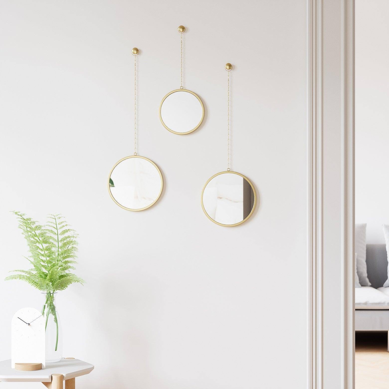 Umbra Dima Round Mirrors, Set of 3 - Brass