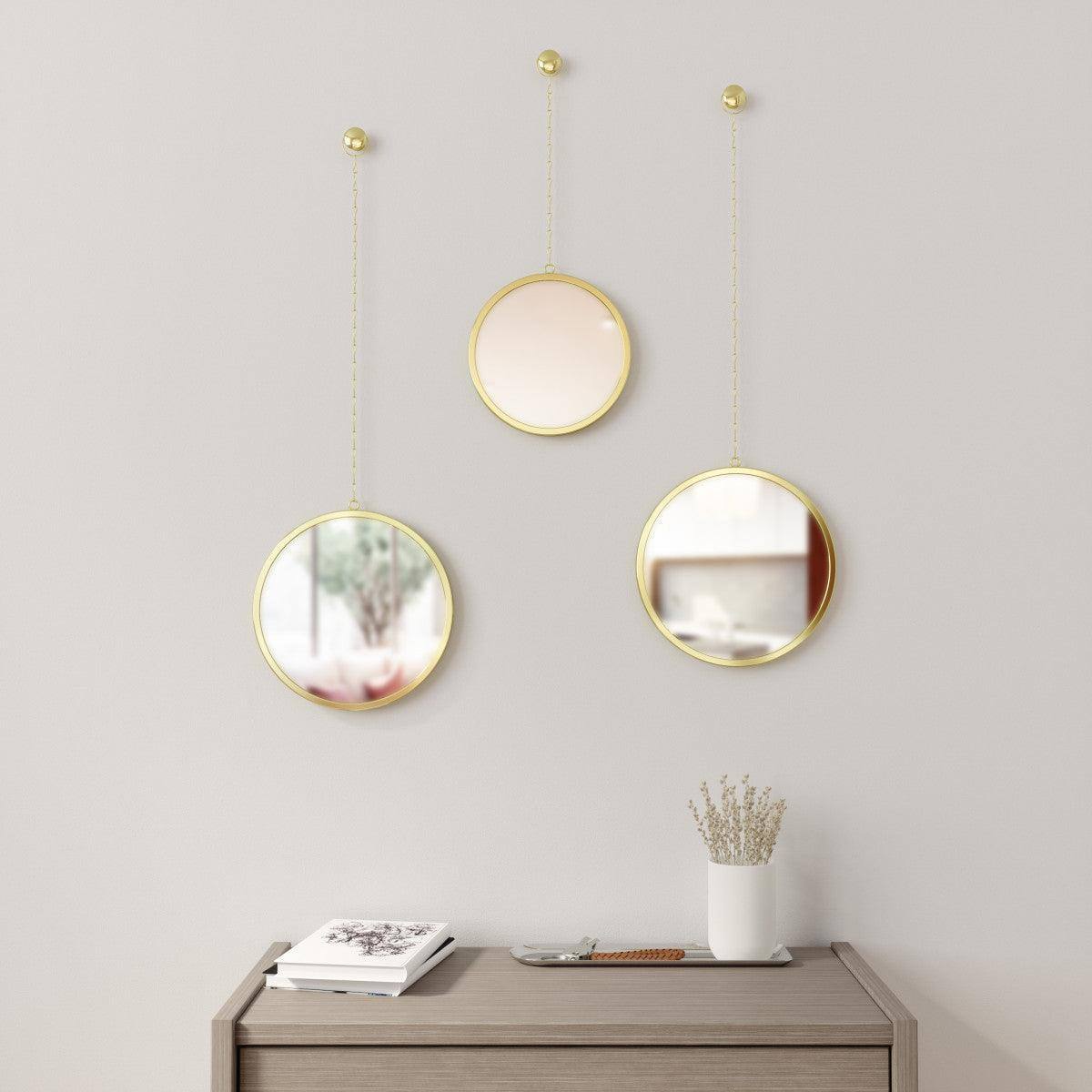 Umbra Dima Round Mirrors, Set of 3 - Brass