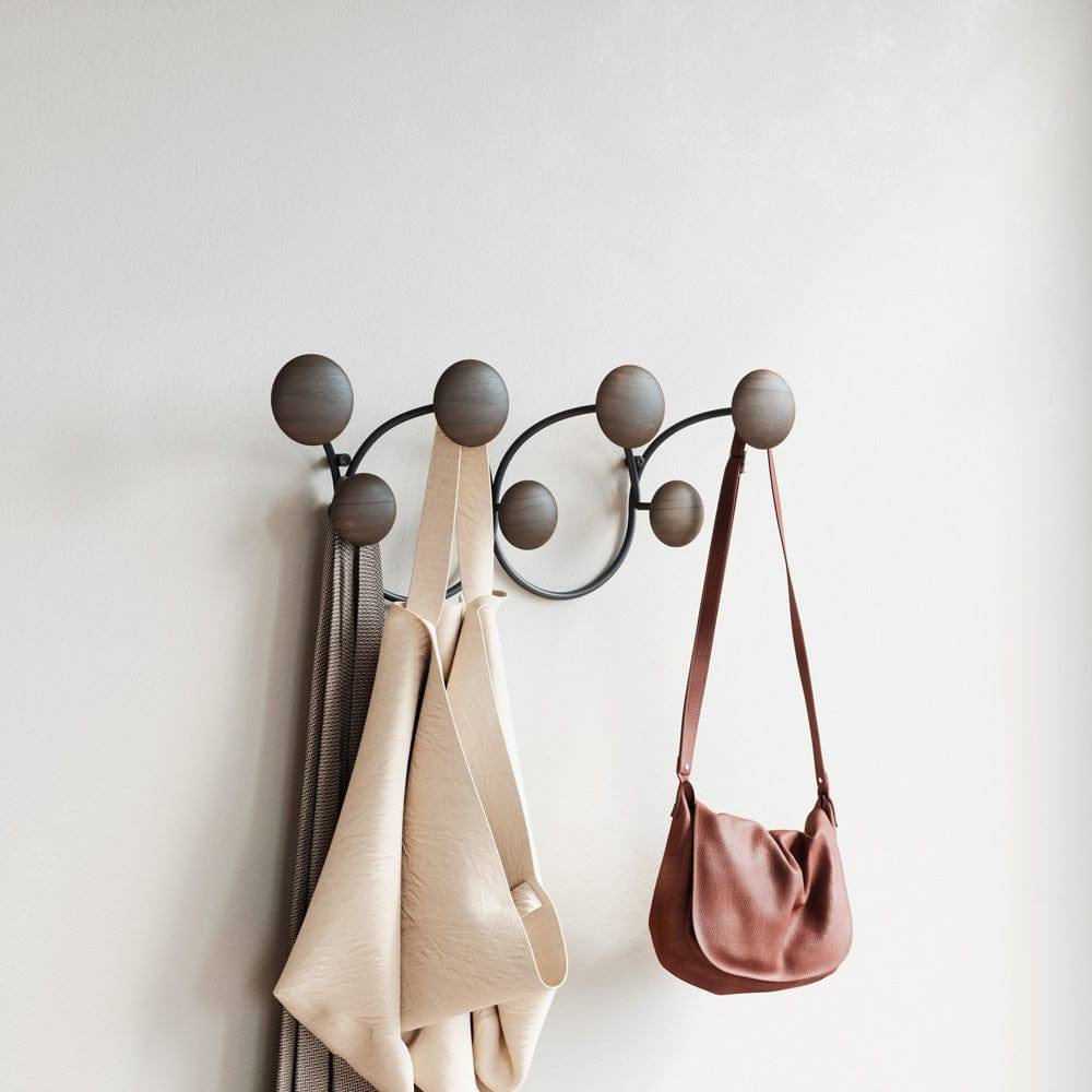 Umbra Dotsy Wall Hooks - Black & Walnut