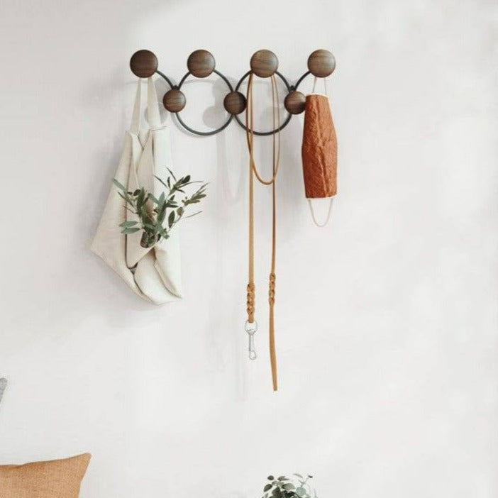 Umbra Dotsy Wall Hooks - Black & Walnut