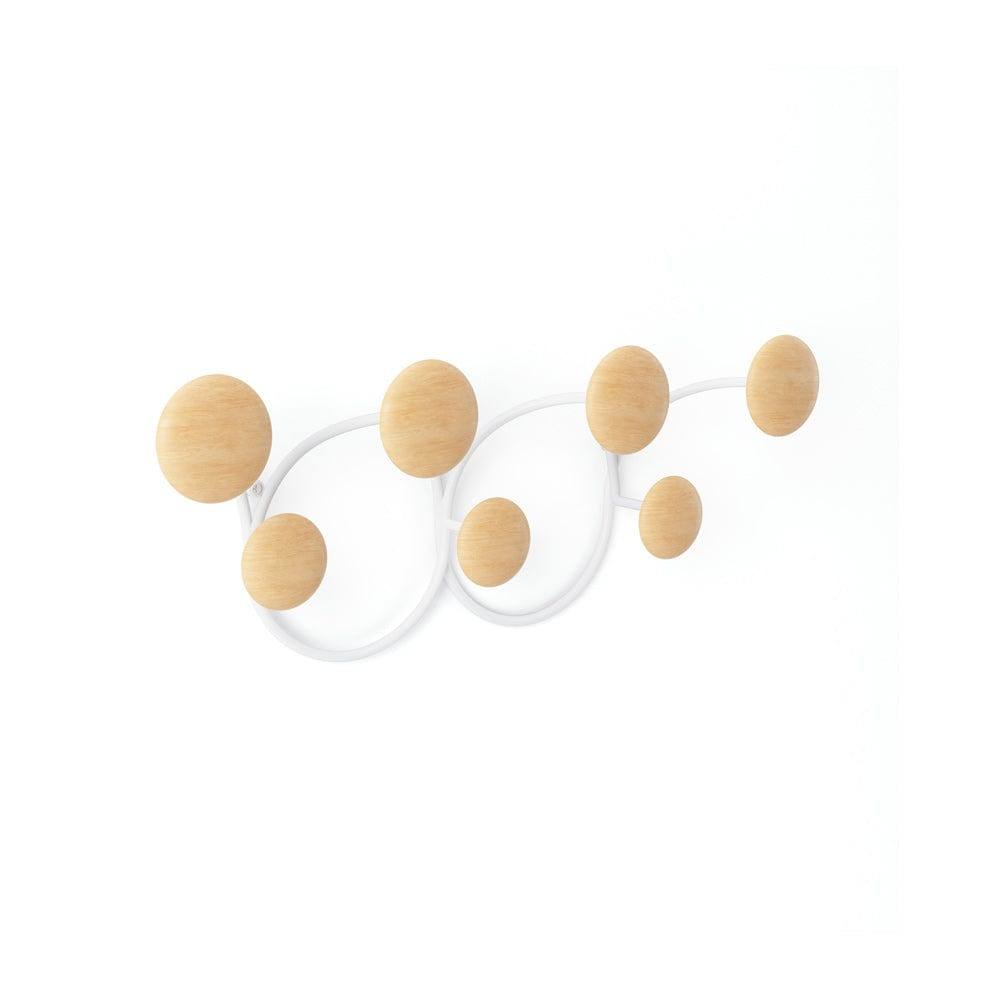 Umbra Dotsy Wall Hooks - White & Natural Wood