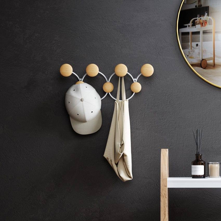 Umbra Dotsy Wall Hooks - White & Natural Wood