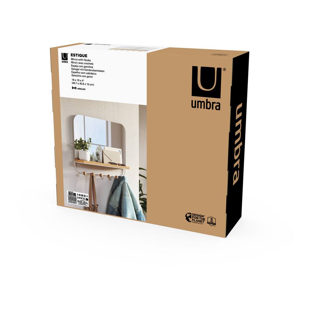 Umbra Estique Mirror with Hooks - White