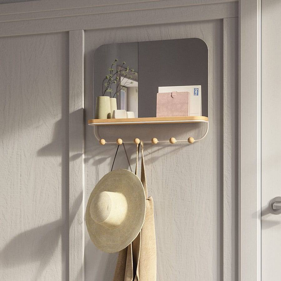 Umbra Estique Mirror with Hooks - White