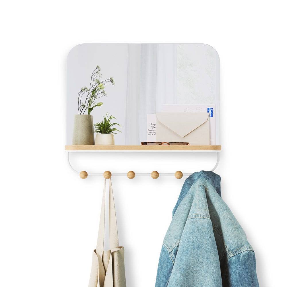 Umbra Estique Mirror with Hooks - White