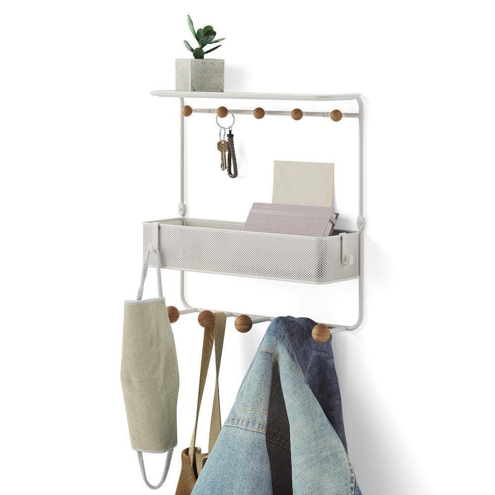 Umbra Estique Wall Shelf With Hooks - White