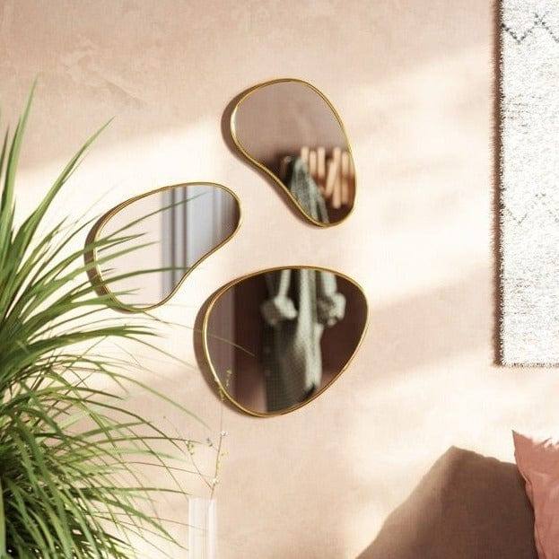 Umbra Hubba Pebble Mirrors, Set of 3 - Brass