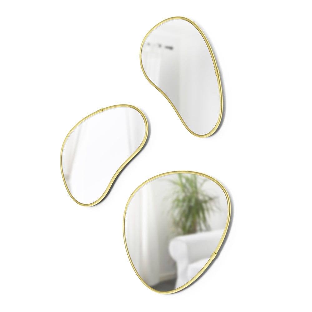 Umbra Hubba Pebble Mirrors, Set of 3 - Brass