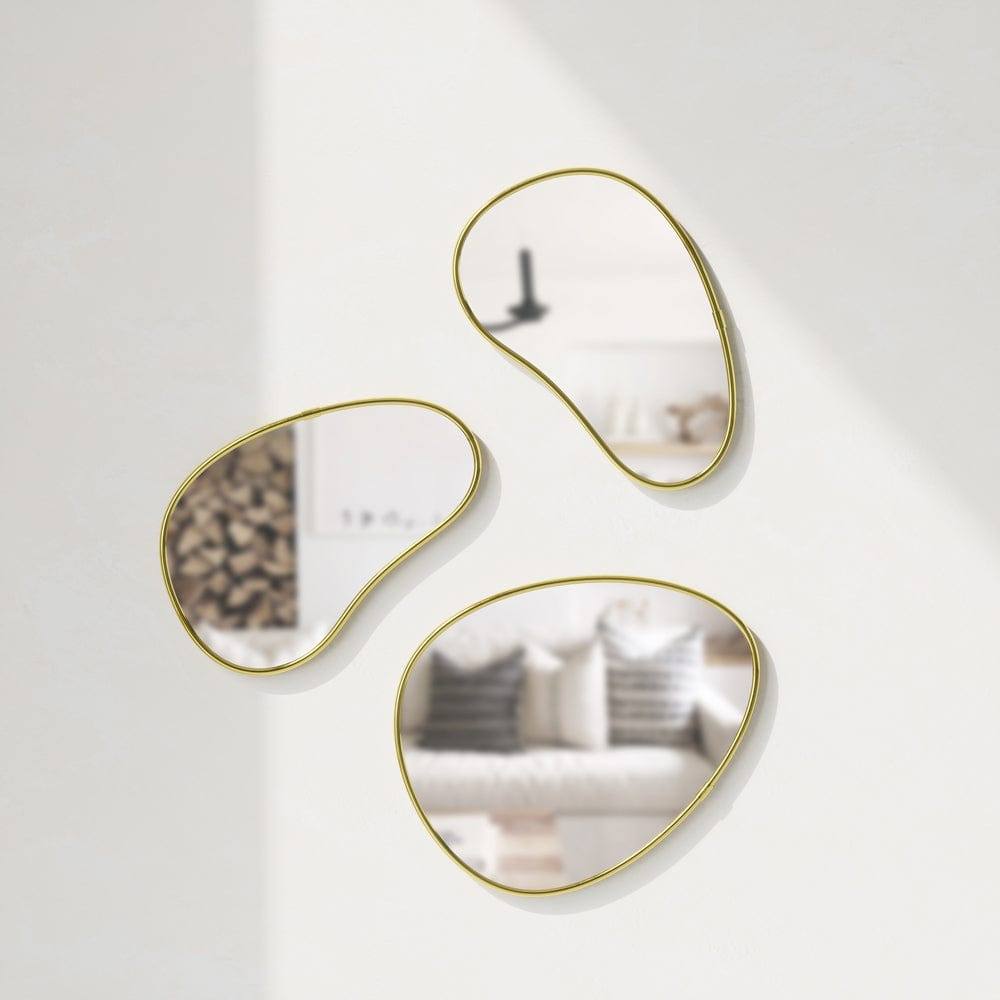 Umbra Hubba Pebble Mirrors, Set of 3 - Brass