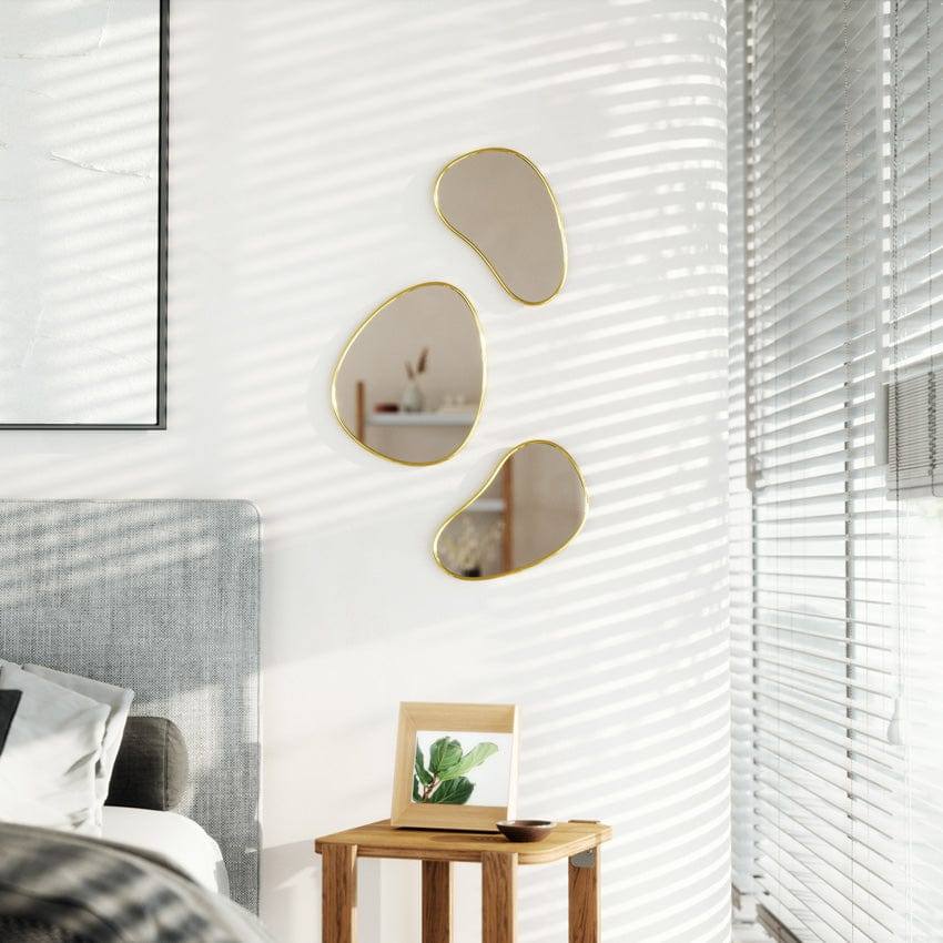 Umbra Hubba Pebble Mirrors, Set of 3 - Brass