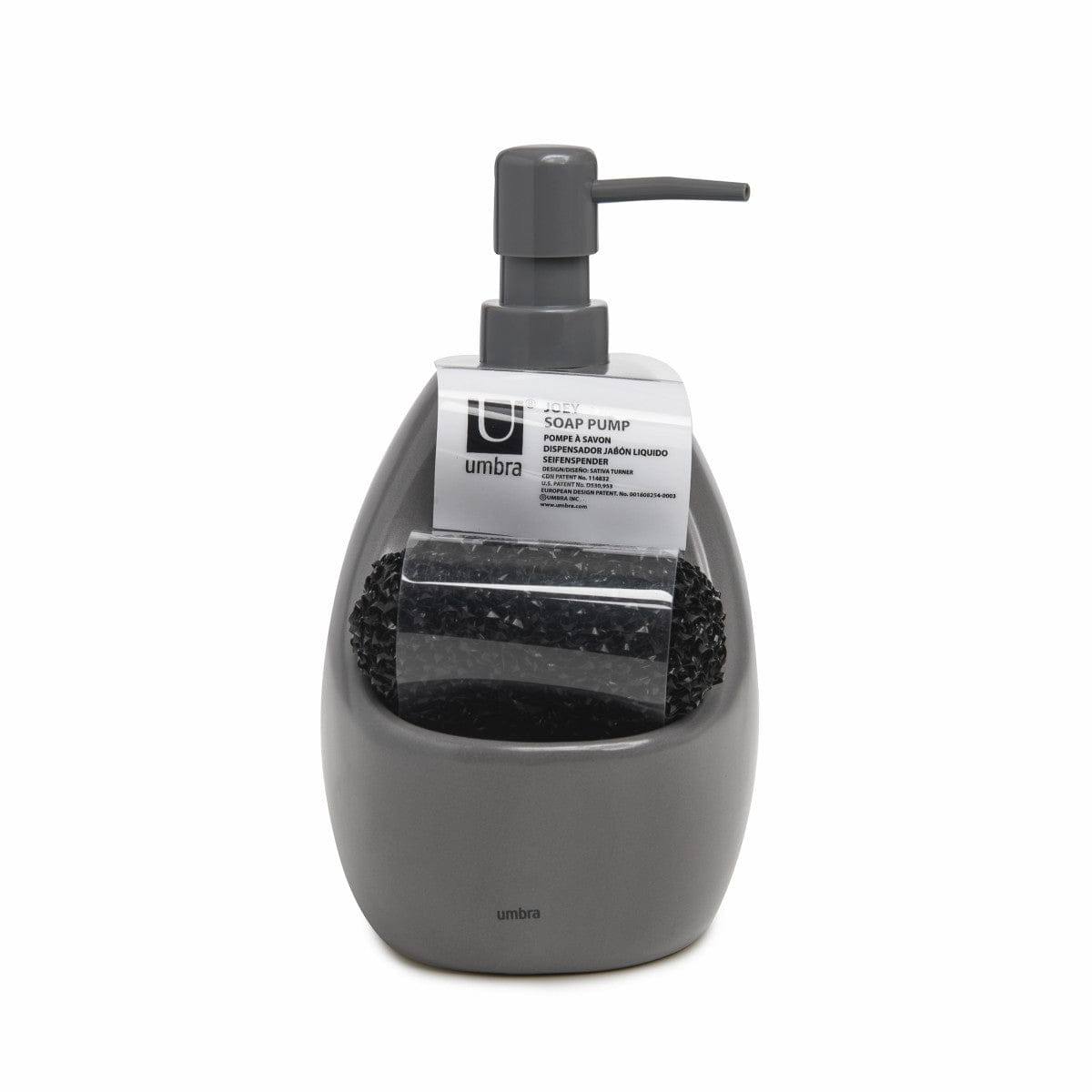 Umbra Joey Kitchen Soap Pump with Scrub - Charcoal