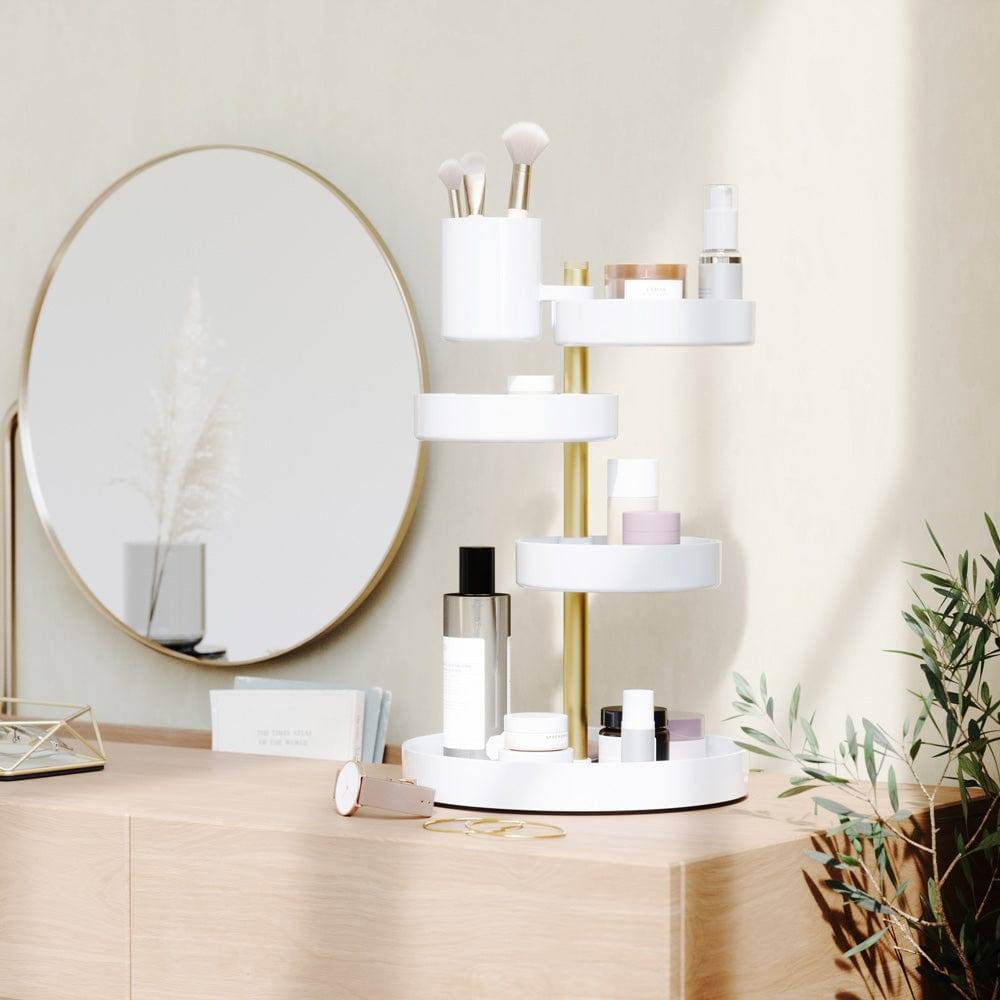 Umbra Pirouette Cosmetics Organiser - White & Brass