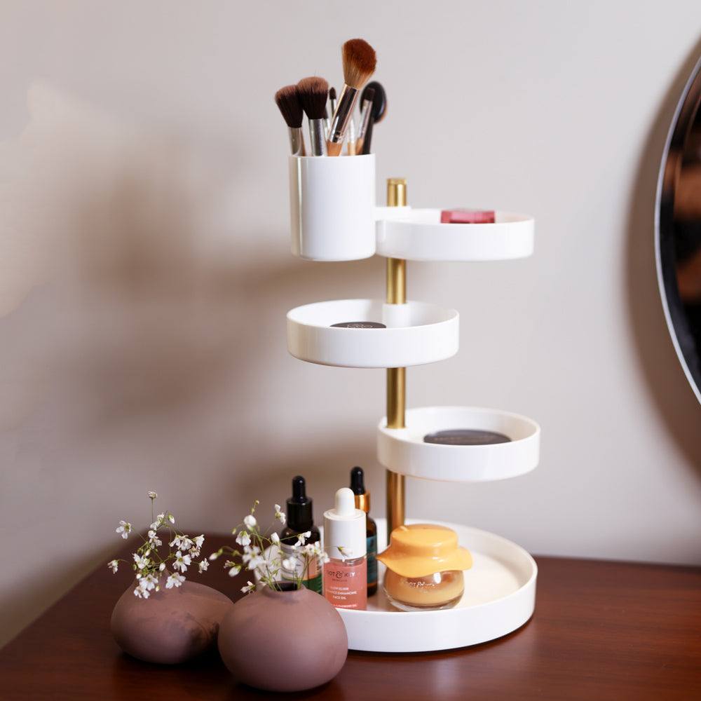 Umbra Pirouette Cosmetics Organiser - White & Brass