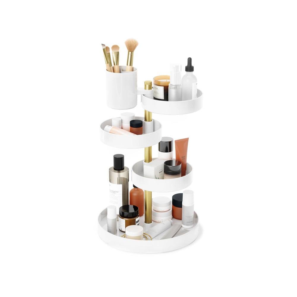 Umbra Pirouette Cosmetics Organiser - White & Brass