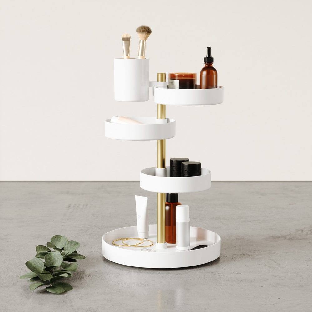 Umbra Pirouette Cosmetics Organiser - White & Brass